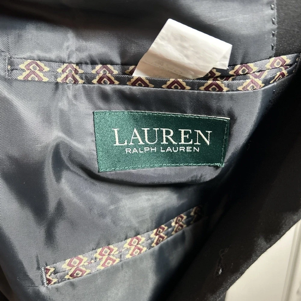 Lauren Ralph Lauren Men's Suit Jacket‎ Coat Black Solid Size 44 R